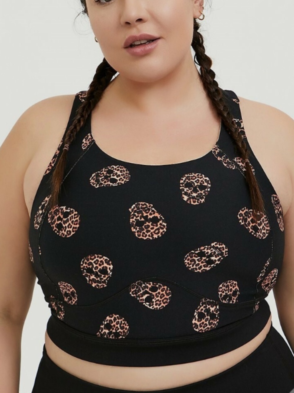Torrid Reversible Longline Sports Bra Sz 3 Leopard Skulls Black/Mint Green